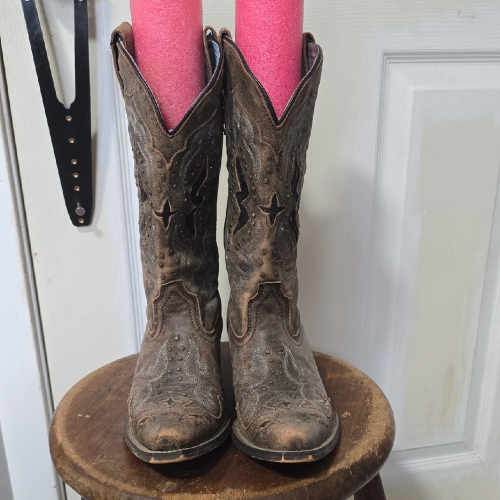 Laredo Brown Western Heeled Boots